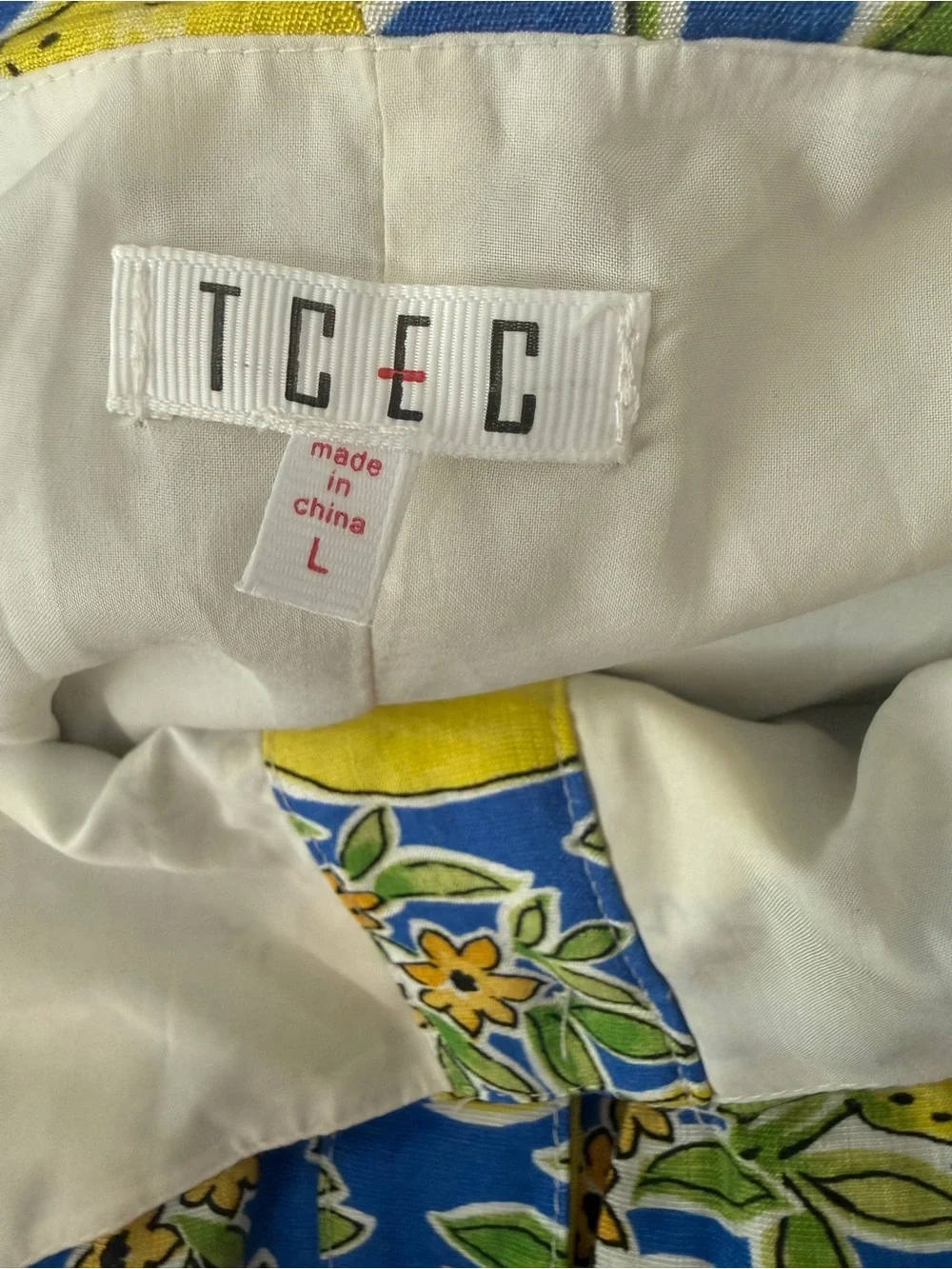 NWOT Yellow & Blue Lemon-Print Midi Dress with Tie Waist - Picture 16 of 16